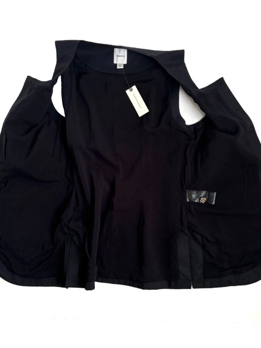 NWT Anthropologie Maeve Black Longline Vest XS Gold Textured Buttons Pockets - Picture 9 of 10